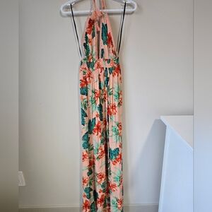 Forever 21 Tropical‎ Floral Maxi Dress - Pink and Green